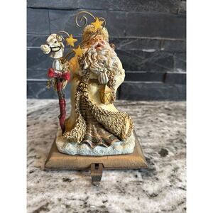 Vintage Santa With Rod Horse Mystical Cast Iron Stocking Hanger
